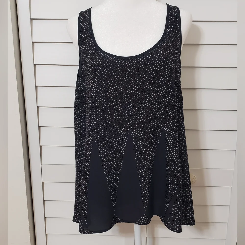 French Connection Women's Black and Tan Silk Sleevless Top Size 8 - Picture 2 of 13